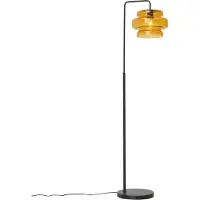 QAZQA Lampadaire rétro noir avec verre orange - Denise