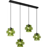 QAZQA Suspension rétro noire avec verre vert 4 lumières - Denise
