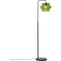 QAZQA Lampadaire rétro noir avec verre vert - Denise