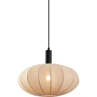 QAZQA Suspension Japandi noire avec abat-jour en tissu marron - Bida