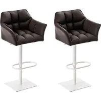 CLP Lot de 2 tabourets de bar Damaso en similicuir, pivotants et réglables en hauteur, structure blanche