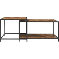 En.casa Table d'ensemble 'Kurghore' 2 pièces avec structure en acier noir / aspect chêne, foncé
