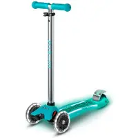 Micro trottinette pour enfants Maxi Micro Glow LED Aqua Mint - guidon réglable en hauteur
