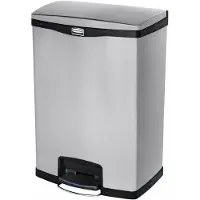 Rubbermaid 1901999 Poubelle à pédale Slim Jim, en métal, 90 litres