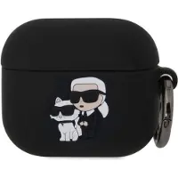 Karl Lagerfeld , Airpods 3 NFT Étui antichoc en silicone avec anneau, Noir