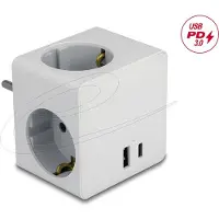 DeLOCK Bloc multiprises 3 prises avec protection enfant et chargeur US