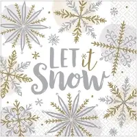 Amscan 16 Servietten Shining Snow 33 x 33 cm