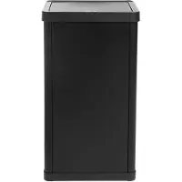 QLT Knockdown Push Trash Bin 50 Liter - Le couvercle s'ouvre par pression - Résistant aux empreintes digitales - Design moderne et durable - 36x24.2x83 cm - Noir