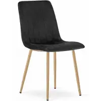 Leobert Chaise Valora LAVA en velours noir, pieds en bois (1 pièce) | Chaise noire moderne avec pieds en bois, pour une utilisation polyvalente
