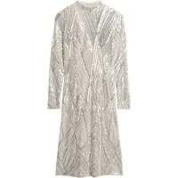 Superdry pour femme. W8011775A Robe en argent Ls (XS), Argenté, Fête, Polyester, Manche longue