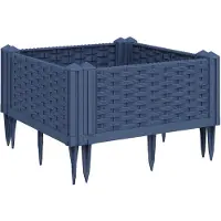 vidaXL Jardinière avec piquets bleu gris 42,5x42,5x28,5 cm PP