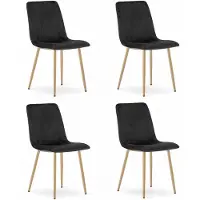 Leobert Chaise Valora LAVA, velours noir, pieds en bois x4 | Lot de 4 chaises en velours noir, idéales pour les salles à manger ou les réunions