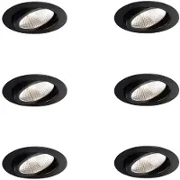 QAZQA Ensemble de 6 spots encastrables noirs 9,5 cm LED incluse 1300 lm Dimmable IP65 - Gaius