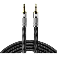 Drivv. Premium AUX Cable 3.5 mm - Câble audio en nylon - plaqué or - mâle vers mâle - argent - 3 mètres
