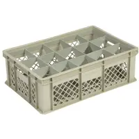 HorecaTraders Caisse en plastique beige | L60xL40xH20 cm | MAX. hauteur des lunettes 15,9 cm | 4 tailles