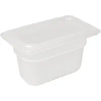 Vogue Bacs GN 1/9 en polypropylène avec couvercle 100 mm (H) 0,85 L (par 4)