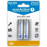 EverActive Piles rechargeables Ni-MH R6 AA 2000 mAh Silver Line - Lot de 2