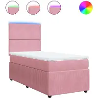 vidaXL Lit boxspring avec matelas rose 90x190 cm velours