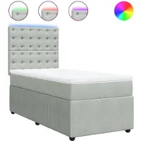 vidaXL Lit boxspring avec matelas gris clair 100x200 cm velours