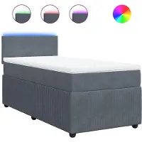 vidaXL Lit boxspring avec matelas gris foncé 100x200 cm velours