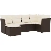 vidaXL Ensemble de salon de jardin 6 pièces avec coussins Marron Poly Rattan