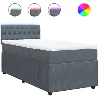 vidaXL Lit boxspring avec matelas gris foncé 90x190 cm velours