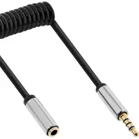 InLine Slim - Rallonge de câble audio - mini jack 4 pôles mâle pour mini jack 4 pôles femelle - 1 m - noir - bobiné