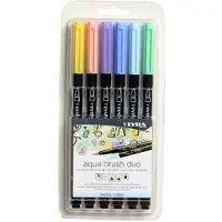 Lyra Double-ended Watercolor Aqua Brush Marker And Brush In Pastel Tones Blister Pack Of 6 Units Assorted Multicolore