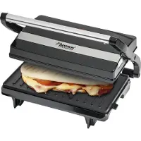 Bestron gril de contact électrique avec bac de récupération, appareil à sandwich avec poignée Cool-Touch, Paninimaker avec revêtement antiadhésif, 700 Watt, APM123Z, couleur : noir