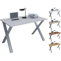VCM Bureau en bois | H. 76 x W. 110 x D. 50 cm | Table d'ordinateur simple | pieds en métal de haute qualité | Table de travail | Mobilier de bureau - Lona U