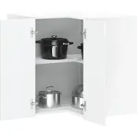 vidaXL Armoire d'angle de cuisine Porto Blanc brillant Matériau dérivé du bois