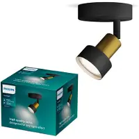 Philips 8720169299870 Conduit, spot mural 1xGU10, noir, laiton, ClickFix