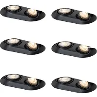 QAZQA Ensemble de 6 spots encastrables ronds noirs GU10 50mm 2 lumières - Hubs