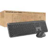 Logitech Signature Slim Combo MK950, sans fil, sans fil RF + Bluetooth, bouton de défilement, QWERTY, graphite, souris incluse