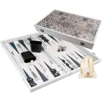 Philos Coffret de jeu de backgammon « Lefkada » avec grand plateau en bois