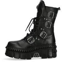 New rock Bottes à lacets noir