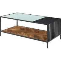 En.casa Table basse « Pärghos » Table de salon Plateau en verre 120 x 60 x 45 cm Noir/aspect chêne foncé