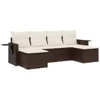 vidaXL Ensemble de salon de jardin 6 pièces avec coussins Marron Poly Rattan