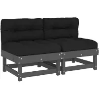 vidaXL Canapé central avec coussins 2 pcs. Gris Pin massif