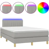 vidaXL Lit boxspring avec matelas & LED gris clair 120x190 cm Tissu