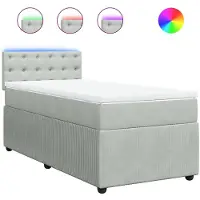 vidaXL Lit boxspring avec matelas gris clair 90x190 cm velours
