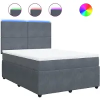 vidaXL Lit boxspring avec matelas gris foncé 140x190 cm velours