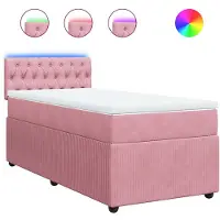 vidaXL Lit boxspring avec matelas rose 90x190 cm velours