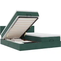 vidaXL Ottoman-lit avec matelas & LEDs vert foncé 200x200 cm velours