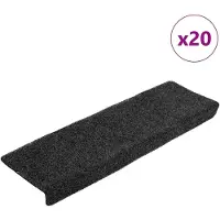 vidaXL Tapis d'escalier autocollants, 20 pièces, 65 x 21 x 4 cm, gris, bord rectangulaire