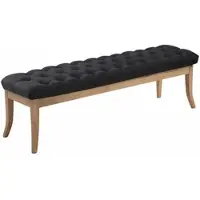 CLP Banquette avec pieds en bois assise en tissu Noir