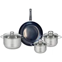 Elo Ensemble de 1 Poêle de cuisson 28 cm et 3 faitouts 14, 16 et 20 cm Prima Brillant
