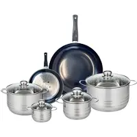 Elo Ensemble de 2 Poêles de cuisson 20 et 32 cm et 4 faitouts 12, 16, 20 et 24 cm Prima Brillant