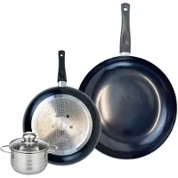 Elo Ensemble de 2 Poêles de cuisson 24 et 32 cm et 1 faitout 12 cm Prima Brillant