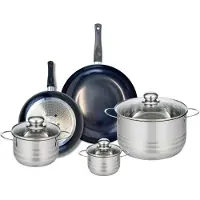 Elo Ensemble de 2 Poêles de cuisson 24 et 28 cm et 3 faitouts 12, 16 et 24 cm Prima Brillant